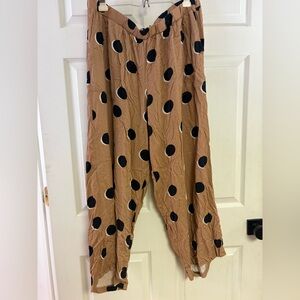 Eloquii Tan Ankle Pants with Black Dots